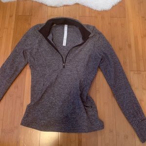 speckled gray Lululemon quarter-zip jacket